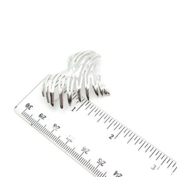 925 Sterling Silver Vintage Modernist Heart Pin Brooch - Picture 3 of 8